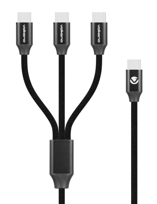 Volkano Weave Series 100W 3-in-1 Type-C Charging Cable - 1.2M